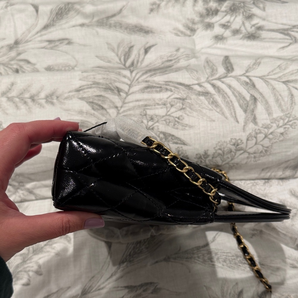 CHANEL style Black glossy Kelly bag - Picture 4 of 9